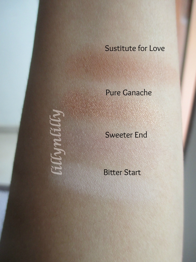 Single Swipe Brush Swatches of the first four shades